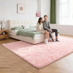 6x9 Solid Fluffy Pink Area Rug – Washable, Durable, Large Bedroom Rug, Non-Slip High Pile Shag Rugs for Living Room, Kids Room, Sofa Coffee Table, Nursery Rooms, Soft Indoor Floor Carpet