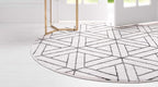 Rugs.com Lattice Trellis Collection Rug – 3 Ft Round White Low-Pile Rug Perfect for Kitchens, Dining Rooms