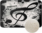 Music Notes Bath Mats for Bathroom Vintage Design Grunge Art Black Ground Silhouette Ink Splatter Floor Bath Rugs Machine Washable Bathmat Carpet Rug Room Decor for Shower Floor 16 X 24 inch Mat