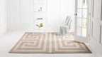 Unique Loom Athens Collection Classic Geometric Modern Border Design Area Rug (8' 0 x 8' 0 Square, Gray/ Beige)