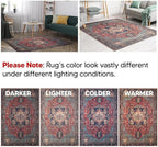 Keen Home Design 9x12 Rug - Machine Washable Area Rug with Non-Slip Backing, Ideal for Living Room, Dining Room, Bedroom - Vintage, Easy Clean, Durable, Low Pile Rug - (9' x 12')