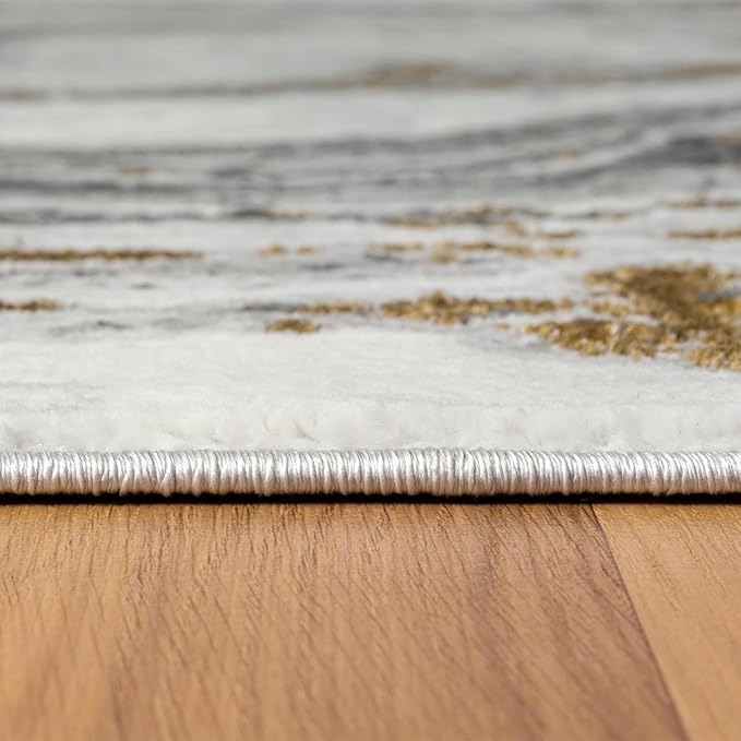 LUXE WEAVERS Marble Effect Abstract Gray 2x7 Area Rug