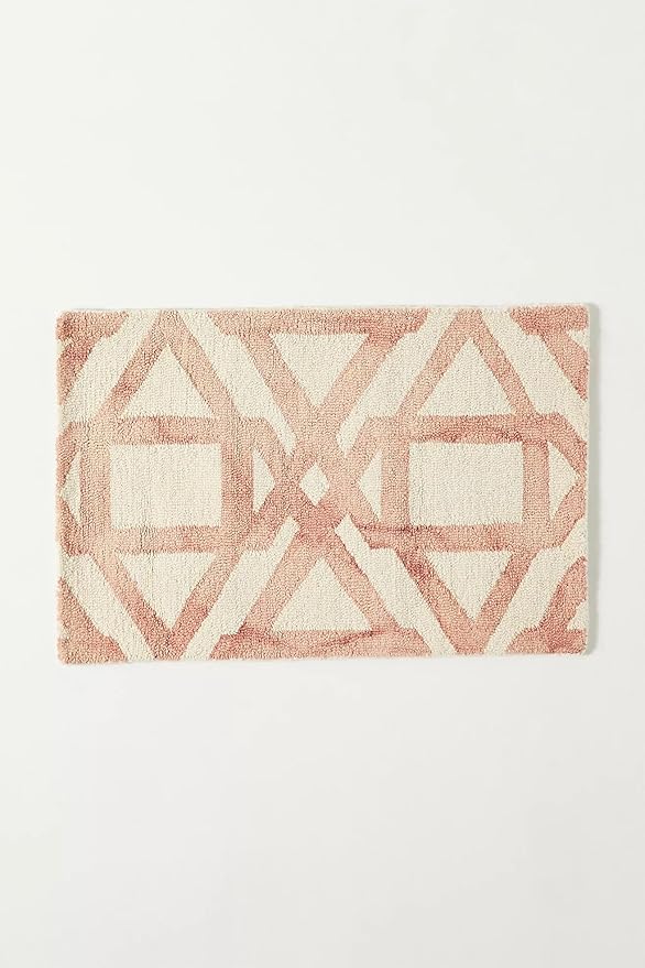Hand-Tufted Wool Marengo Rug in Pink – Elegant Geometric Wool Carpet for Living Room & Bedroom – Soft Feel – 6 x 6