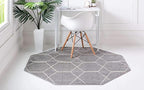 Unique Loom Trellis Frieze Collection Area Rug - Geometric (7' 10" Octagon, Light Gray/ Ivory)