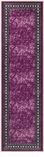 Antep Rugs Alfombras Modern Bordered 2x10 Non-Skid (Non-Slip) Low Profile Pile Rubber Backing Indoor Area Runner Rugs (Purple, 2' x 10')