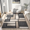 Geometric Area Rug - 4x5 Decorative Home & Office Rug - Indoor Carpet for Living Room, Bedroom, Family or Dining Room - Non-Fading Polyester Material, Stain-Proof - Beige Sand