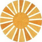 Lahome Sun Round Rug: 3ft Washable & Non-Slip Distressed Boho Rainbow Sun Print for Nursery, Bedroom, Bathroom, Living Room, Entryway & Accent Sofa