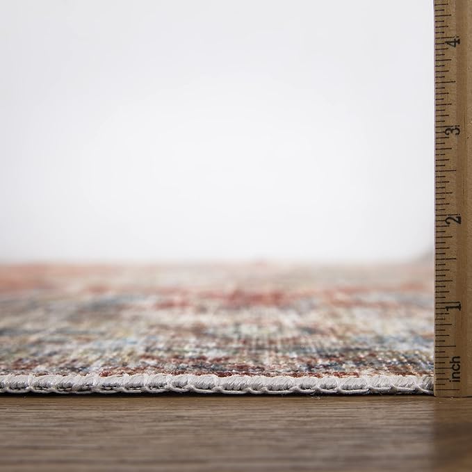 Bloom Rugs Washable Non-Slip 10x14 Rug - Orange/Olive Beige Traditional Oriental Area Rug for Living Room, Bedroom, Dining Room, and Kitchen - Exact Size: 10' x 14'