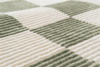 Revival Rugs Gambit 3'11"x6'1" Checkered Rug Machine Washable Area Rug for Kitchen Bedroom - 100% Recycled Oeko-TEX Certified, Medium Pile, Green, Beige