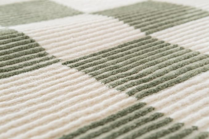 Revival Rugs Gambit 9'2"x12'2" Washable Area Rug for Living Room Bedroom - 100% Recycled Oeko-TEX Certified, Medium Pile, Green, Beige