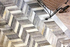 Chevron Pattern Faux Cowhide Area Rug | Non-Slip Leather Carpet for Living Room, Bedroom, and Office | Modern Designer Rug for Home Décor(5x8 ft_Grey)