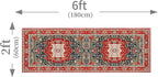 Enkor Runner Rugs for Hallway, 2x6 Washable Soft Boho Non Slip Floor Rugs for Kitchen, Modern Mat for Living Room Bedroom Entryway Red & Blue
