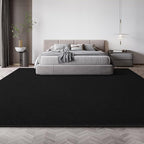 Modern Large Area Rug for Bedroom Living Room, 4x6 Feet Black Thickened Memory Foam Washable Rugs, Non-Slip Soft Minimalist Solid Indoor Carpets for Boys Girls Nursery Room Décor
