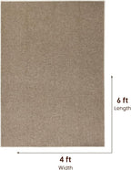 LBRO2M Easy Jute Solid Area Rug 4X4 Round Washable Rugs for Living Room Dining Room Bedroom Natural Jute Look Indoor Outdoor Rug Durable, Solid Non Shedding Eco Friendly (4X6 Natural)
