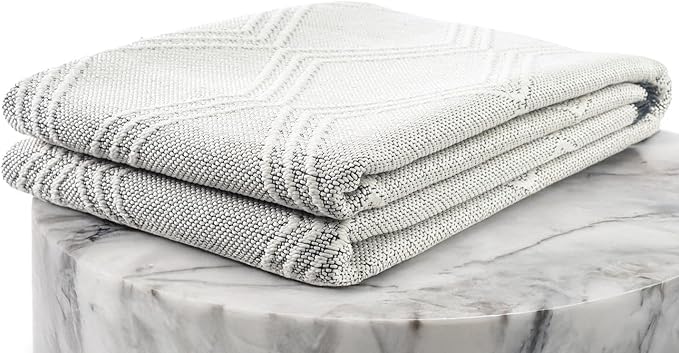 LUXE WEAVERS Modern Farmhouse White 5x7 Washable Area Rug, Anti-Slip Diamond Pattern Carpet