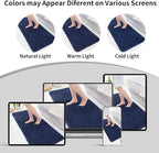 Small Bathroom Rugs 17x24 Non Slip Navy Fluffy Bath Mat for Bathroom Floor Machine Washable Plush Luxury Bath Rug for Tub Soft Shaggy Absorbent Shower Mat