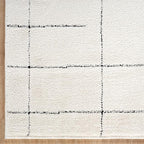 Abani Cream Area Rug – 5' x 8' – Oliver Collection – Striped Pattern – Non-Shedding, Easy to Clean – Durable for Living Room, Bedroom, or Office, Pet & Child Friendly