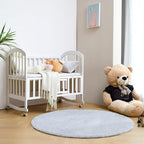 duduta Grey Fluffy Round Rug 4x4 ft, Shag Fuzzy Plush Circle Throw Rug for Nursery Bedroom Living Room Home Decor