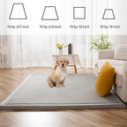 MAXYOYO Grey Coral Velvet Area Rug, Thick Japanese Tatami Mat Living Room Carpet with Non-Slip Backing, Large Solid Color Mat for Bedroom Dormitory Yoga, 78 by 158 inch