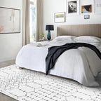 Lahome Moroccan Living Room Area Rug - Washable Rugs 5x7 Non-Slip Soft Throw Rugs for Bedroom White Lightweight Large Rug, Modern Geometric Print Low-Pile Capet for Classroom Office Dining Room(White)