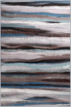 4x6 Abstract Rug for Entryway, Modern Stripe Washable Indoor Entry Way Area Rugs, Soft Non-Slip Door Mat Floor Carpet for Dining Room Kitchen Bedroom - Blue/Brown/Multi