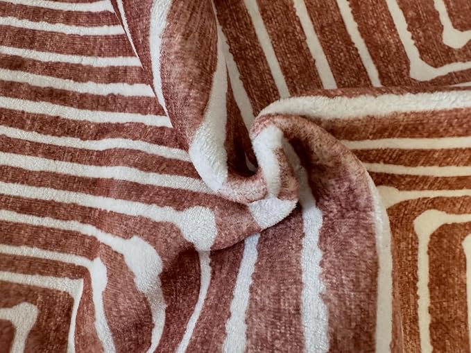 GLN Rugs Contemporary Collection - Machine Washable Area Rug, Contemporary Washable, Non Slip, Low Pile Chenille Rug, Living Room, Bedroom, Kitchen Rug (8' x 10' Beige Orange)