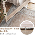 jinchan Vintage Floral 3x5 Area Rugs for Entryway - Machine Washable Distressed Design Ultra-Thin Low-Pile Soft Non-Shedding Carpet for Kitchen Bedroom Entrance Laundry Living Room (3x5ft, Coral Pink)