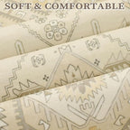 SERISSA Area Rug 3x5 Boho Rugs for Bedroom, Washable Non-Slip Living Room Rug, Ultra Soft Print Distressed Vintage Beige Rug Low-Pile Throw Carpet for Entry Kitchen Bedroom Nursery Dorm Decor
