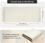 Collive Kitchen Runner Rug 2' x 4.3' ft, Washable Bathroom Rugs Non Slip Hand Woven Reversible Rug for Entryway, Modern Farmhouse Bedroom Carpet for Hallway Front Door Decor, White/Beige