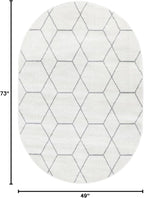 Unique Loom Trellis Frieze Collection Area Rug - Geometric (4' x 6' Oval, Ivory/ Gray)