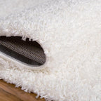 Unique Loom Solid Shag Collection Area Rug (5' 1" Square, Snow White)