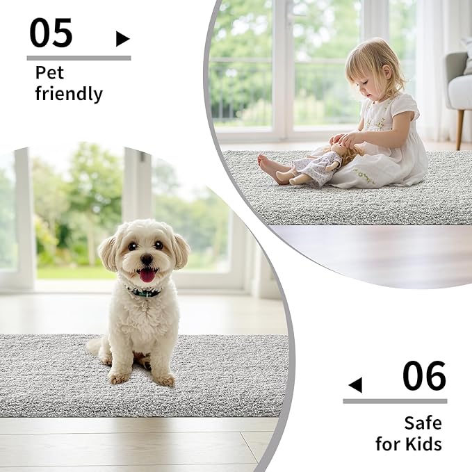 Gray Bathroom Runner Rug 24x70 Non Slip Fluffy Long Bath Mat for Bathroom Floor Washable Plush Luxury Bath Rug for Tub Absorbent Shower Sink Mat Bedside Rug