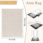 SHACOS Soft Cozy Fluffy Arch Pattern High-Low Pile Textured Area Rug 5'3"x7'3" Non Slip Washable Modern Geometric Rug Stain Resistant Contemporary Carpet for Living Room Bedroom Dining Room, Beige