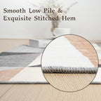 HOMFINE Washable Modern Area Rug - Geometric Style 5x7 Rugs for Living Room, Bedroom, Machine Washable Rug Soft Non Slip Non Shedding Area Rug - Grey Brown, 5'x7'