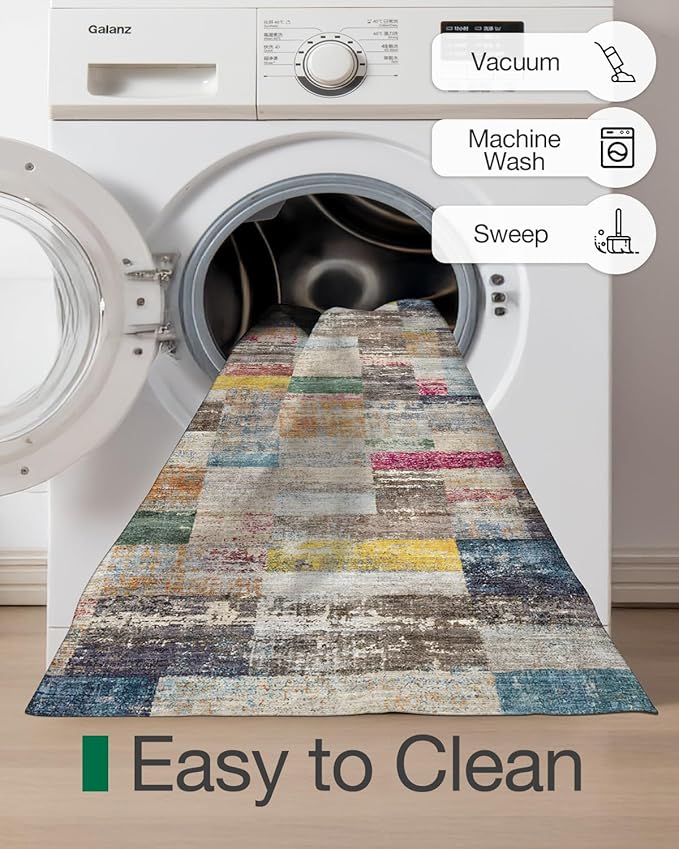 LUMI Ultra Thin Door Mat, 24x36 Non Slip Indoor Doormat Entrance Washable Rugs Entryway Oriental Vintage Soft Carpet for Kitchen Bedroom Front Door, Multicolor