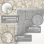 KILOCOCO Hallway Runner 2x6 Kitchen Runner Rug Printed Vintage Floral Washable Non-Slip Runners for Hallways Laundry Room Rugs Distressed Boho Rugs Runners for Bedroom, Beige
