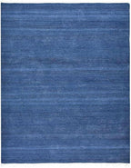 Rugsotic Carpets Hand Woven Flat Weave Kilim Wool ECO-Friendly Area Rugs - 7'x9', Rectangle Shape, Blue Color, Solid Plain Design, Low Pile Handmade Area Rugs for Living Room, Bed Room (D00111)