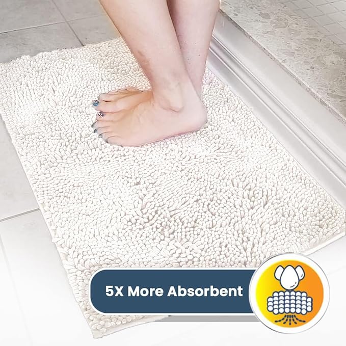 Muddy Mat® | Super Absorbent Door Mat Indoor, Microfiber Quick Dry Chenille Entryway Rug, Non-Slip Front Door Mat, Indoor Mats for Entryway, Machine Washable Pet Rug, White 36"x60"