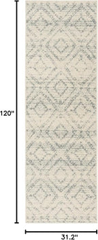 SAFAVIEH Adirondack Collection Runner Rug - 2'6" x 10', Ivory & Light Blue, Modern Diamond Distressed Design, Non-Shedding & Easy Care, Ideal for High Traffic Areas in Living Room, Bedroom (ADR131T)
