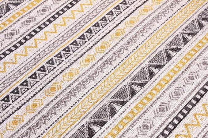Alfa Rich 5x8 Yellow Gray White Washable Area Rugs for Living Room Bedroom Kitchen Cotton Decor Rug