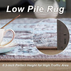 6x9 Area Rug for Bedroom, Machine Washable Rugs with Non-Slip Backing for Living Room, Large Vintage Carpet Kitchen Laundry Kids Room Decor, Blue & Brown