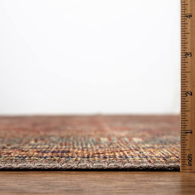 Bloom Rugs Washable Non-Slip 8' x 10' Rug - Terracotta/Mustard Traditional Area Rug for Living Room, Bedroom, Dining Room, and Kitchen - Exact Size: 8' x 10'