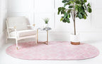 Rugs.com Lattice Frieze Collection Rug – 5' x 8' Oval Light Pink Medium Rug Perfect for Living Rooms, Large Dining Rooms, Open Floorplans