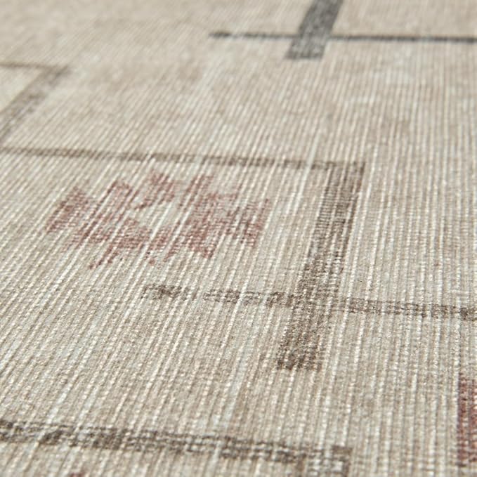 Revival Rugs Funk 6'x9' Zero-Shedding Area Rug for Living Room Bedroom - Oeko-TEX Certified, Low Pile, Spot Clean, Beige, Cream