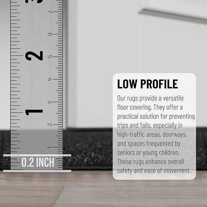 Ottomanson Commercial Scrape Rib Entry Mat – Heavy Duty Ribbed Floor Mat for High Traffic – Non Slip Rubber Back, Waterproof – Indoor Outdoor Use for Offices, Schools, Lobbies, 2'7" x 31', Black