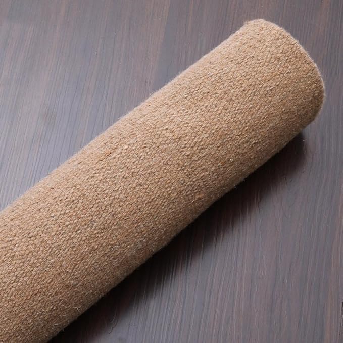 Rugsotic Carpets Hand Woven Flat Weave Kilim Wool ECO-Friendly Area Rugs - 9'x12', Rectangle Shape, Light Brown Color, Solid Plain Design, Low Pile Handmade Rugs for Living Room (D00111)