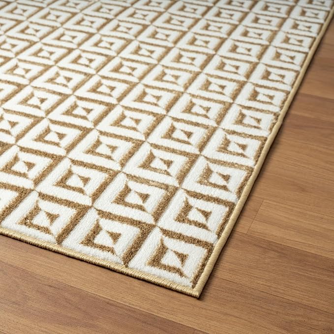 LUXE WEAVERS Geometric Greek Pattern Area Rug, Gold, 6'X9'