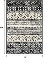KUTA 6x9 Boho Area Rug for Living Room, Moroccan Washable Kitchen Rugs Non Slip, Black Navy Blue Ultra Soft Print Geometric Low-Pile Throw Carpet for Bedroom Nursery Dorm Decor