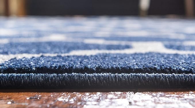 Rugs.com Lattice Collection Rug – 3' x 5' Dark Blue Medium Rug Perfect for Entryways, Kitchens, Breakfast Nooks, Accent Pieces