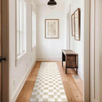 EVERGRACE Checkered Plaid Area Rug, Soft Fuzzy Faux Wool, 2x8, Washable Anti Slip Long Runner Carpet for Entryway, Bedroom, Living Room, Hallway, Kitchen, Dining Room and Laundry, Beige